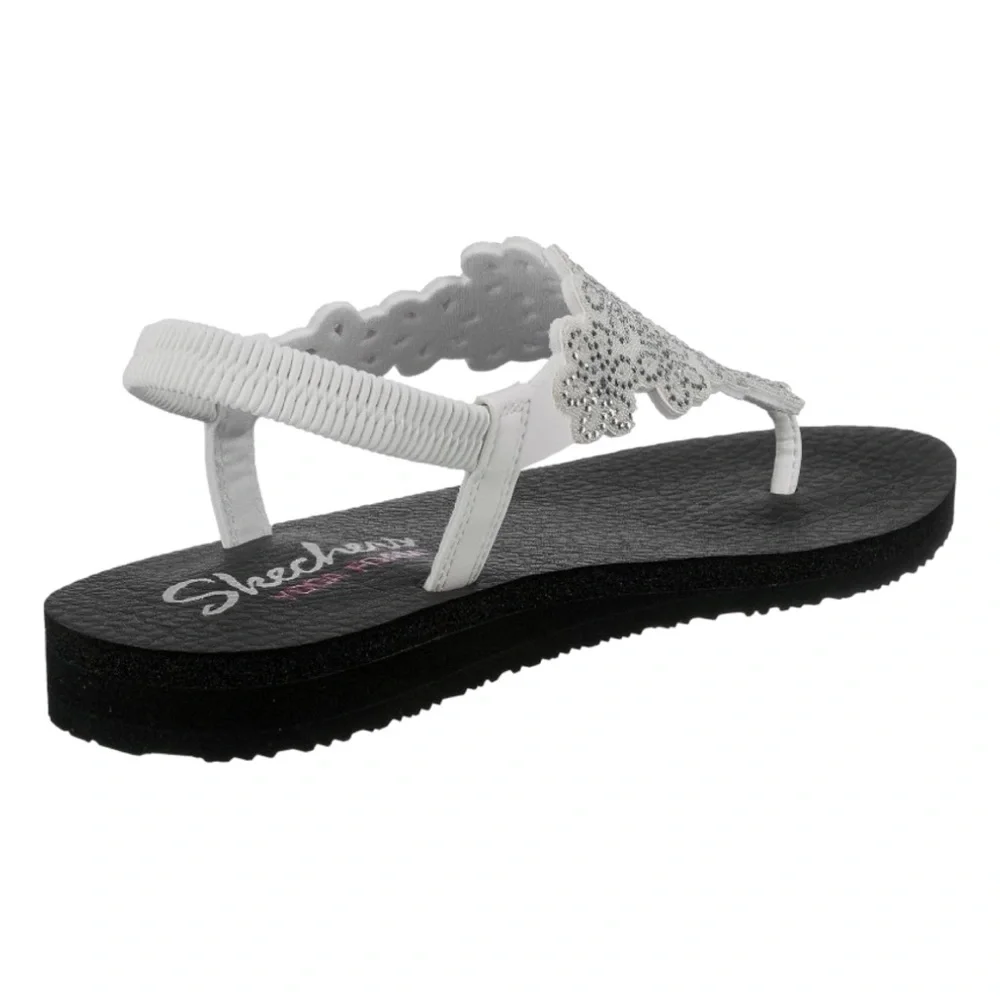 Skechers Meditation Floral Lover Sandals NIB White Rhinestone Yoga Foam Size 6 - Picture 5 of 11